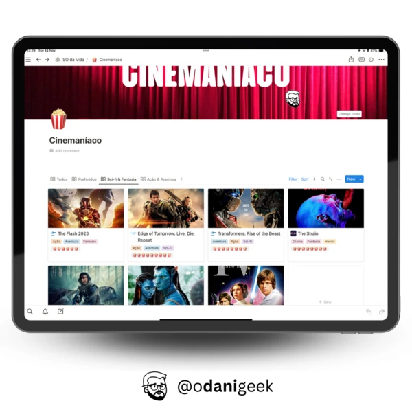 Template Notion para Filmes e Séries (grátis)